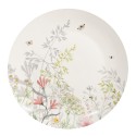 Clayre & Eef Dinerbord  set van 6 stuks  Ø 26 cm Wit Porselein Bloemen Eetbord