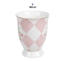 Clayre & Eef Mok  set van 6 stuks  300 ml Roze Wit Porselein Rozen Drinkbeker