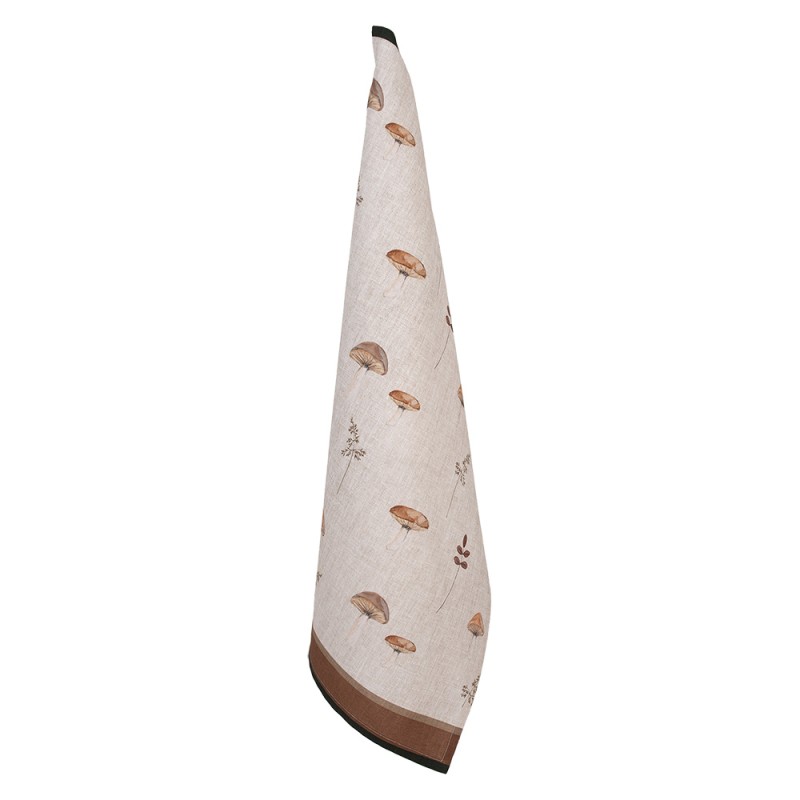 Clayre & Eef Theedoek 50x70 set van 6 stuks 50x70 cm Beige Katoen Paddenstoelen Keukenhanddoek