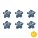 Clayre & Eef Deurknop Bloem set van 6 stuks Bloem 4x3x4 cm Blauw IJzer