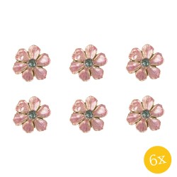 Clayre & Eef Deurknop Bloem set van 6 stuks Bloem Ø 4x3 cm Roze IJzer