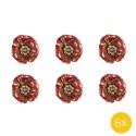 Clayre & Eef Deurknop Bloem set van 6 stuks Bloem Ø 4x3 cm Rood IJzer