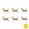 Clayre & Eef Deurknop Hond set van 6 stuks Hond 6x4x4 cm Goudkleurig IJzer