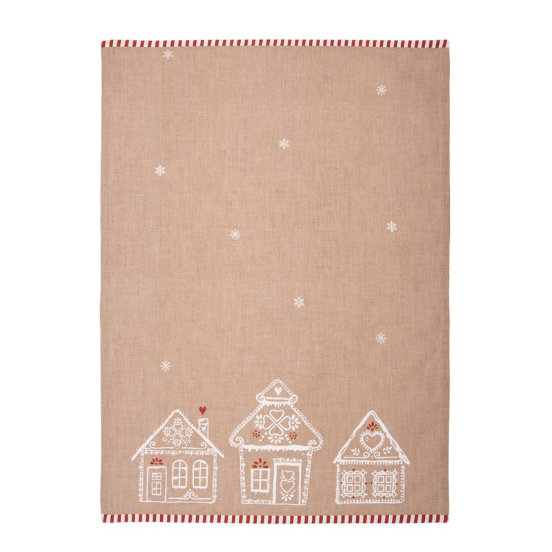 Clayre & Eef Theedoek 50x70 set van 6 stuks 50x70 cm Bruin Katoen Gingerbread house Keukenhanddoek