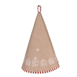 Clayre & Eef Theedoek Ø set van 6 stuks Ø 80 cm Bruin Katoen Rond Gingerbread house Keukenhanddoek