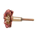 Clayre & Eef Door Knob Flower Ø 4x3 cm Red Iron