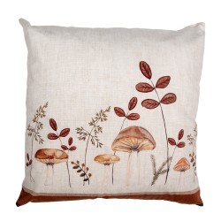 Clayre & Eef Housse de coussin 45x45 cm Beige Polyester Champignons