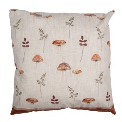 Clayre & Eef Kussenhoes 45x45 cm Beige Polyester Paddenstoelen