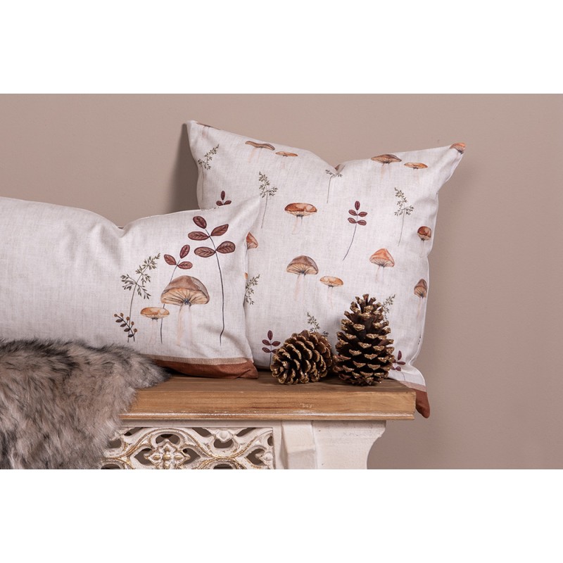 Clayre & Eef Housse de coussin 45x45 cm Beige Polyester Champignons