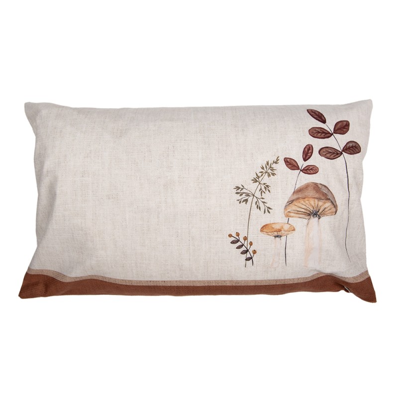 Clayre & Eef Housse de coussin 30x50 cm Beige Polyester Champignons