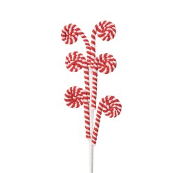 Clayre & Eef Décoration de Noël Canne en sucre d'orge 62 cm Rouge Plastique