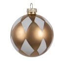 Clayre & Eef Christmas Bauble Ø 8x8 cm Gold colored White Glass