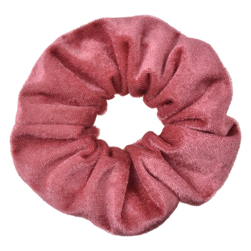 Clayre & Eef Élastique à cheveux scrunchie Ø 10 cm Rose Velours