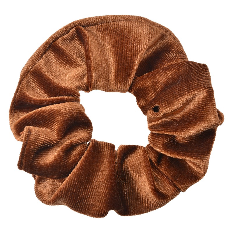 Clayre & Eef Élastique à cheveux scrunchie Ø 10 cm Marron Velours