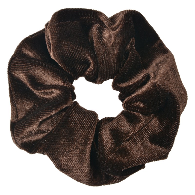 Clayre & Eef Élastique à cheveux scrunchie Ø 10 cm Marron Velours