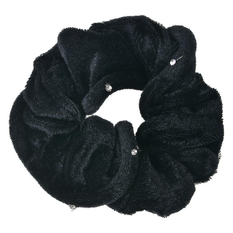 Clayre & Eef Élastique à cheveux scrunchie Ø 10 cm Noir Velours