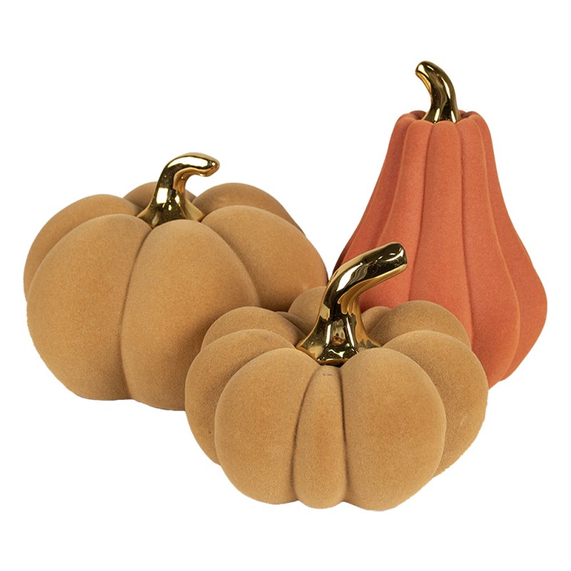 Clayre & Eef Decoration Pumpkin Ø 18x14 cm Yellow Ceramic