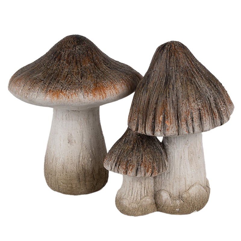 Clayre & Eef Décoration Champignon Ø 11x12 cm Marron Blanc Céramique