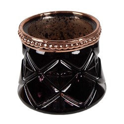 Clayre & Eef Porte-bougie Ø 7x6 cm Noir Verre