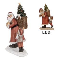 Clayre & Eef Decorazione natalizia con illuminazione a LED Babbo Natale  27 cm Rosso Poliresina