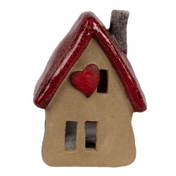 Clayre & Eef Dekorationsfigur Haus 12x9x16 cm Braun Rot Keramik