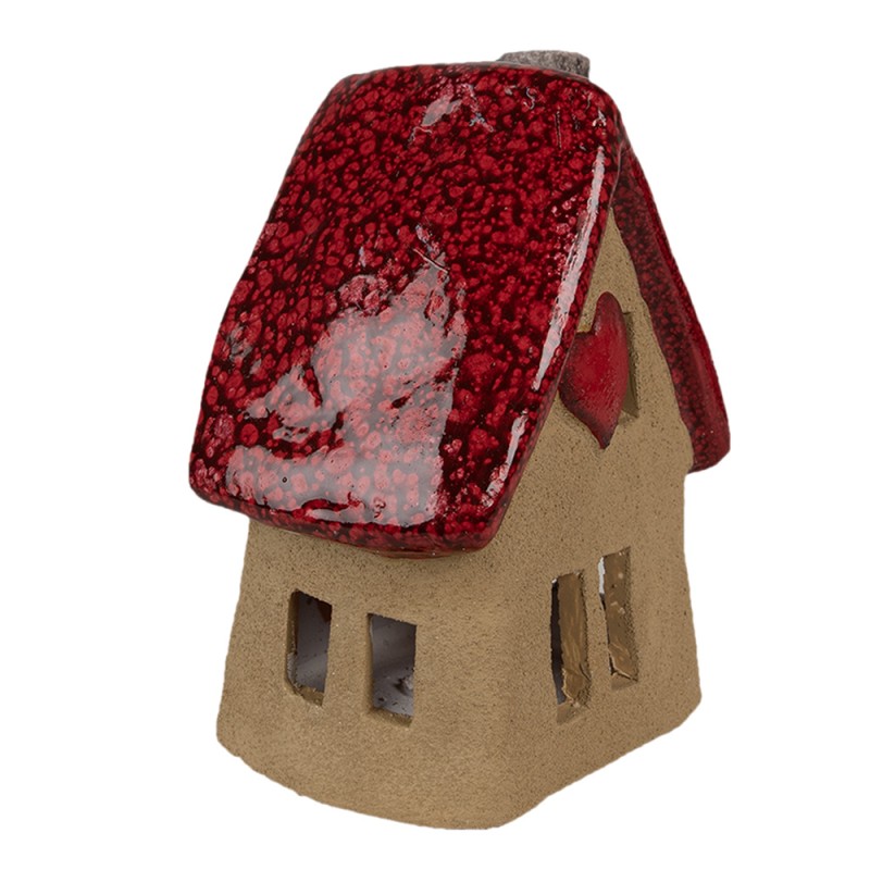 Clayre & Eef Dekorationsfigur Haus 12x9x16 cm Braun Rot Keramik