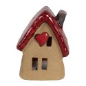 Clayre & Eef Decoratie Beeld Huis 10x8x13 cm Bruin Rood Keramiek