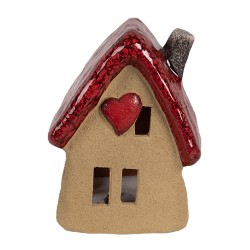 Clayre & Eef Figurine décorative Maison 10x8x13 cm Marron Rouge Céramique