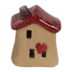 Clayre & Eef Figurine décorative Maison 7x6x8 cm Marron Rouge Céramique