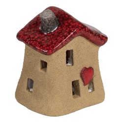 Clayre & Eef Figurine décorative Maison 7x6x8 cm Marron Rouge Céramique