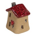 Clayre & Eef Decoratie Beeld Huis 7x6x8 cm Bruin Rood Keramiek