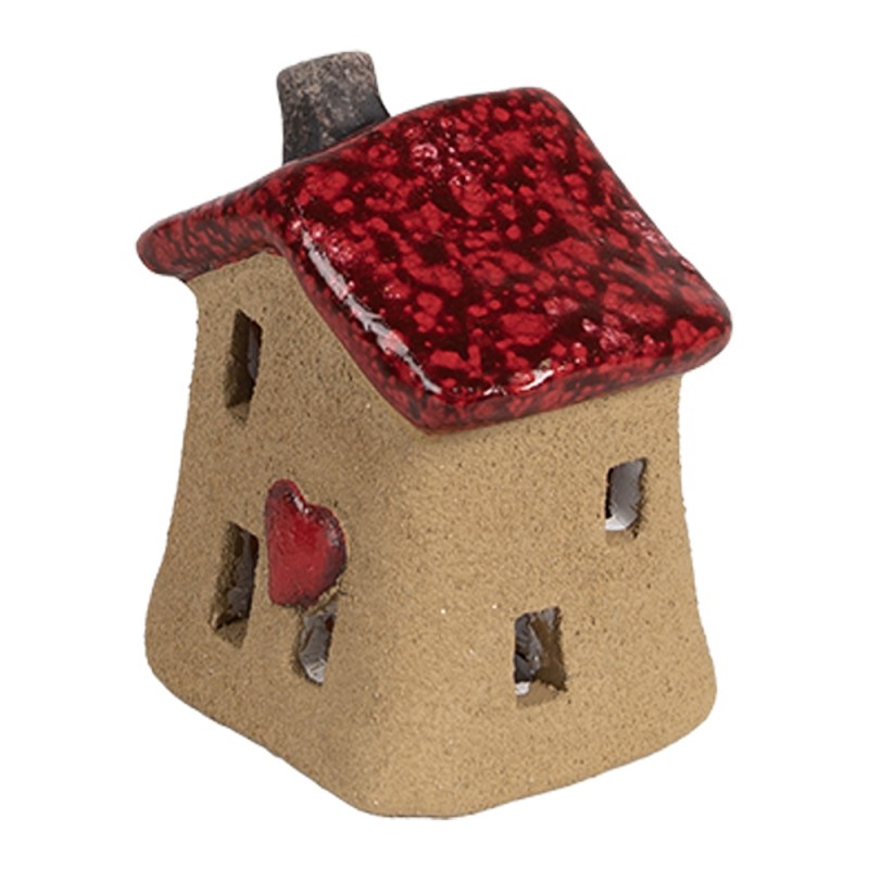 Clayre & Eef Statuetta decorativa Casa 7x6x8 cm Marrone Rosso Ceramica