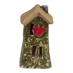 Clayre & Eef Figurine décorative Maison 5x5x10 cm Vert Céramique