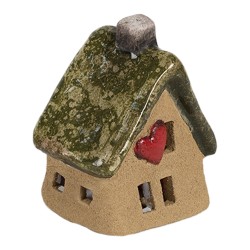 Clayre & Eef Decoratie Beeld Huis 7x6x9 cm Bruin Keramiek