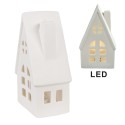 Clayre & Eef Decorative House with LED 9x6x15 cm Beige Porcelain