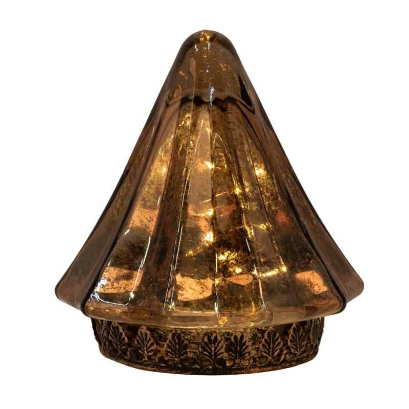 Clayre & Eef Christmas Decoration with LED Lighting Christmas Tree Ø 14x16 cm Gold colored Glass