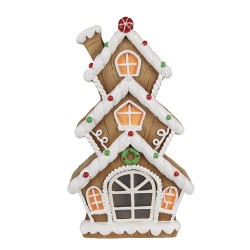 Clayre & Eef Gingerbread house met LED 24x11x41 cm Bruin Kunststof