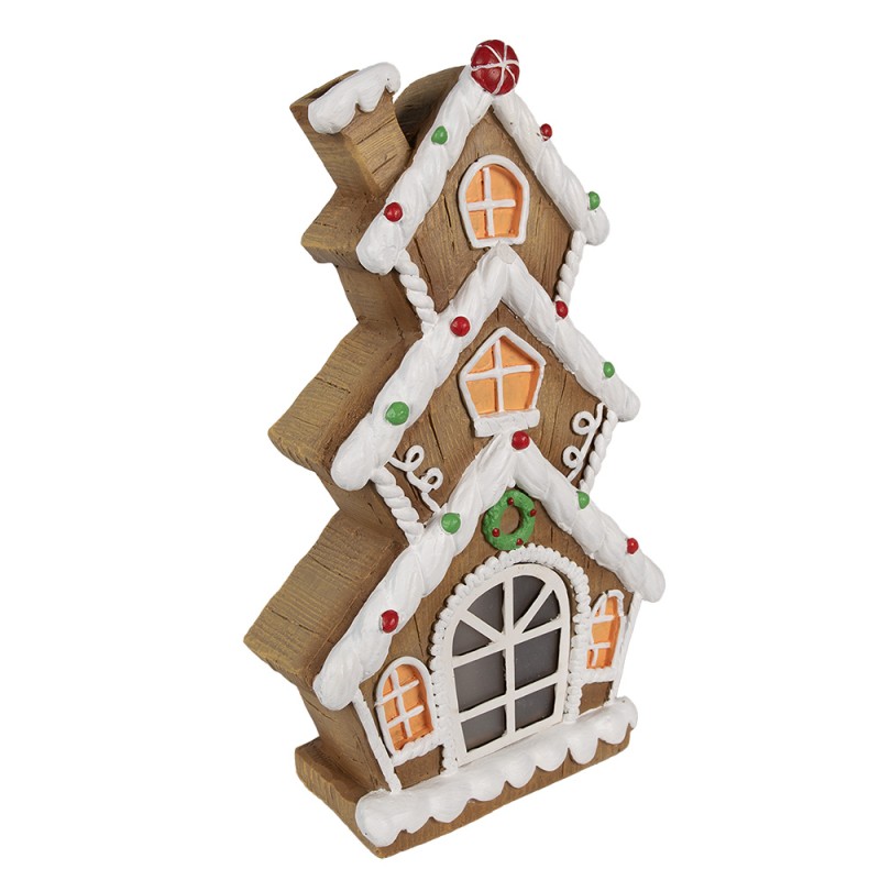 Clayre & Eef Maison en pain d'épices avec LED 24x11x41 cm Marron Plastique