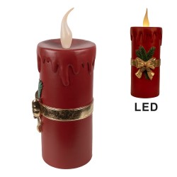 Clayre & Eef Decorazione natalizia con illuminazione a LED 17x18x44 cm Rosso Plastica