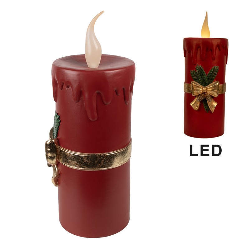 Clayre & Eef Décoration de Noël avec éclairage LED 17x18x44 cm Rouge Plastique