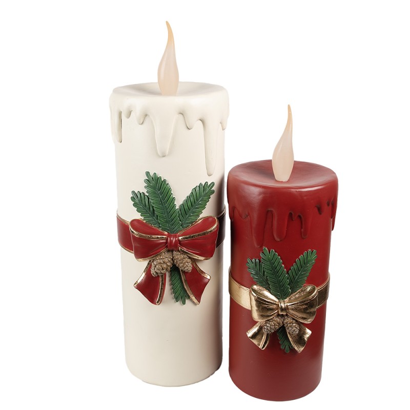 Clayre & Eef Kerstdecoratie met LED-verlichting 17x18x44 cm Rood Kunststof