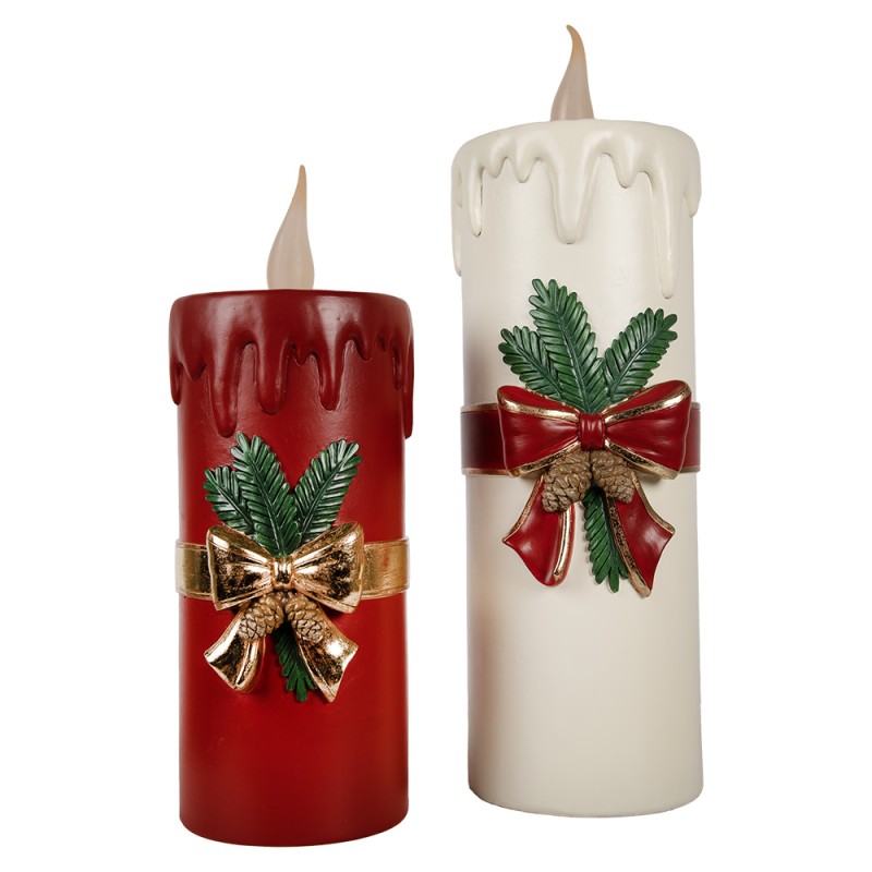 Clayre & Eef Kerstdecoratie met LED-verlichting 17x18x44 cm Rood Kunststof