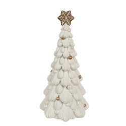 Clayre & Eef Figurine décorative Sapin de Noël Ø 15x31 cm Blanc Plastique