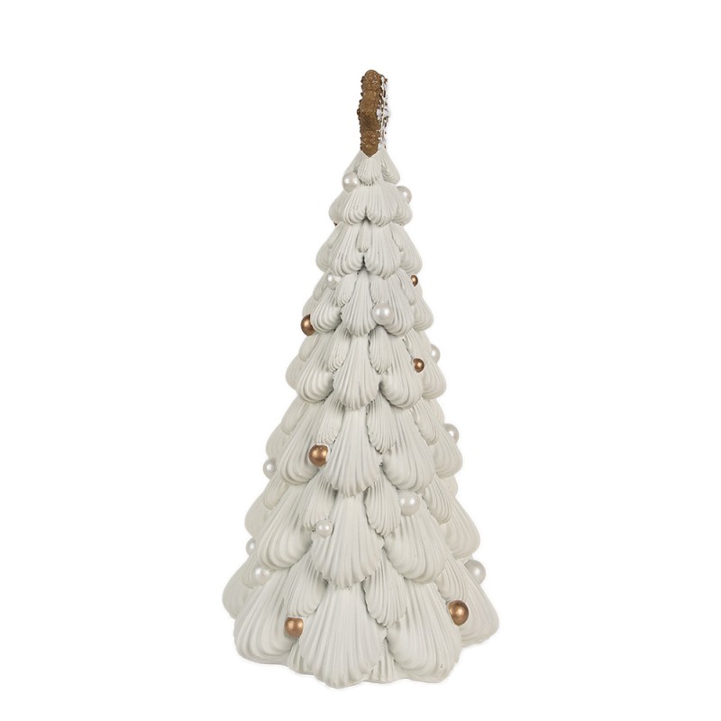 Clayre & Eef Statuetta decorativa Albero di Natale Ø 15x31 cm Bianco Plastica