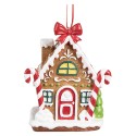 Clayre & Eef Weihnachtsanhänger Lebkuchenhaus 7x5x9 cm Braun Kunststoff