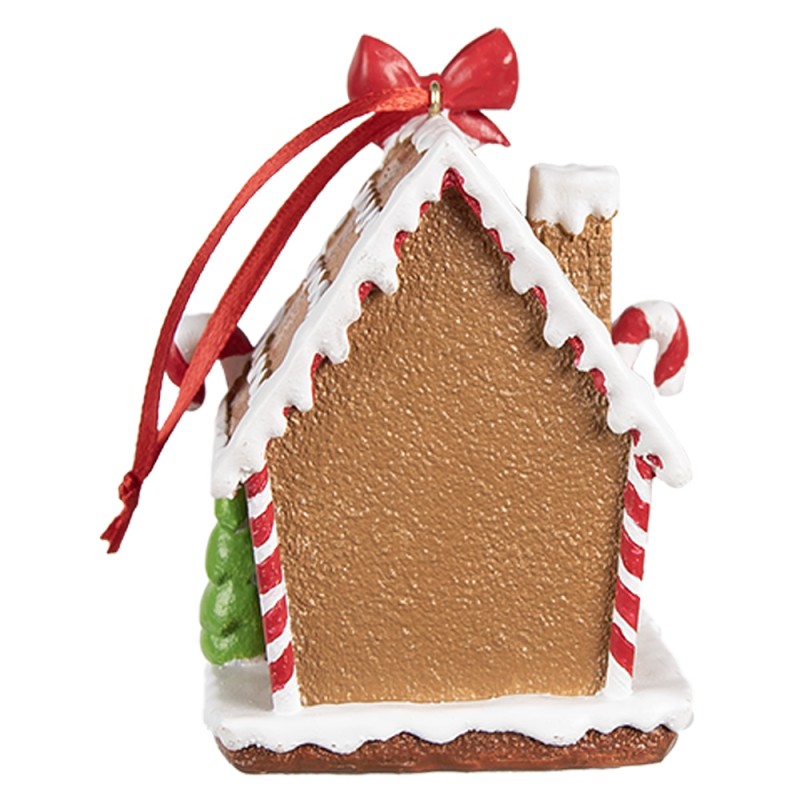 Clayre & Eef Weihnachtsanhänger Lebkuchenhaus 7x5x9 cm Braun Kunststoff