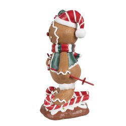 Clayre & Eef Statuetta decorativa di Natale Uomo di pan di zenzero 12x11x21 cm Marrone Plastica