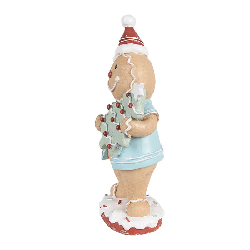 Clayre & Eef Statuetta decorativa di Natale Uomo di pan di zenzero 11x8x25 cm Beige Plastica