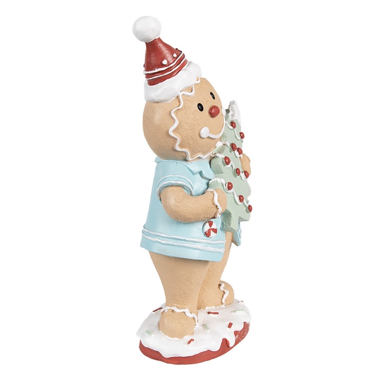 Clayre & Eef Weihnachtsdekorationsfigur Pfefferkuchenmann 11x8x25 cm Beige Kunststoff