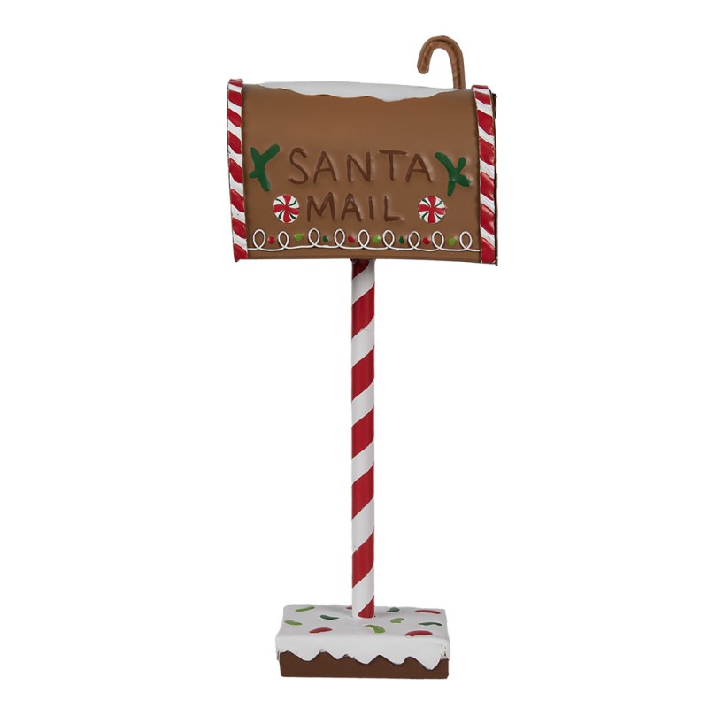 Clayre & Eef Kerstdecoratie Brievenbus 14x8x37 cm Bruin Metaal SANTA MAIL